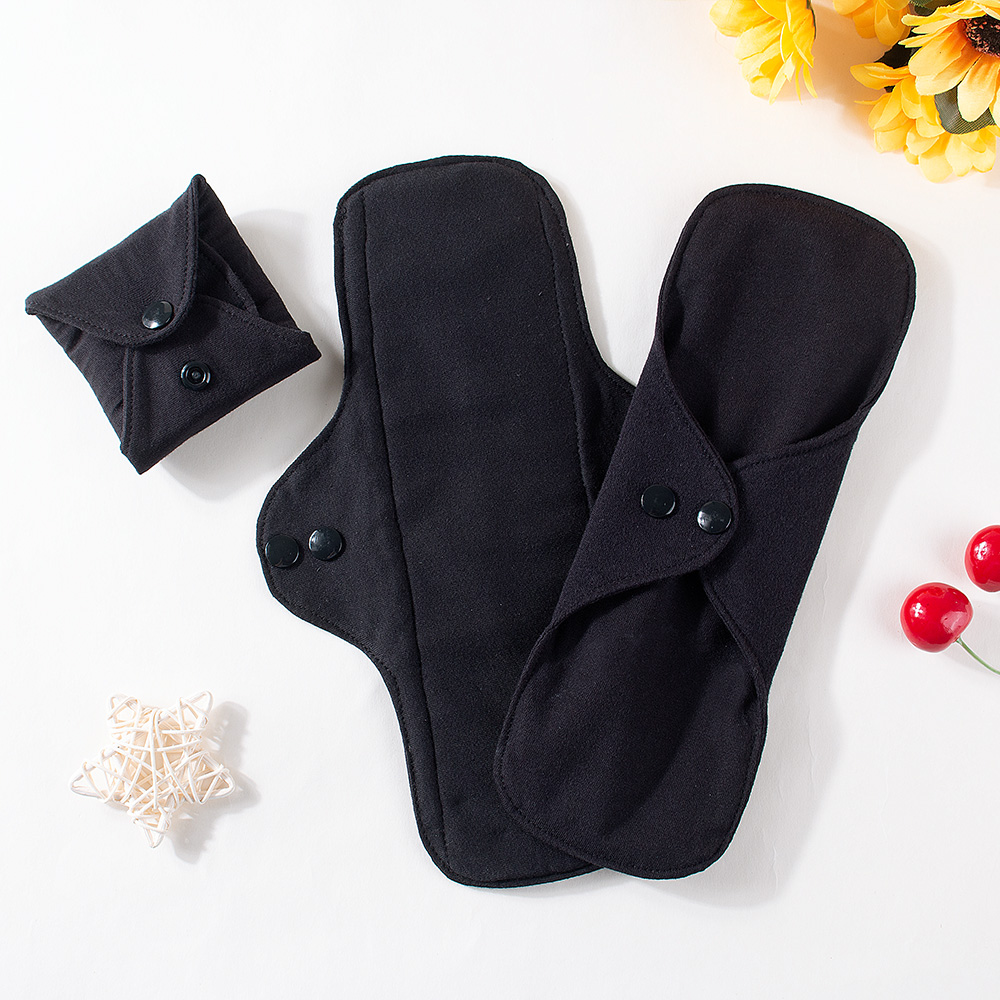 Cloth Pad Reusable - 1pc Balck Pure Cotton Sanitary Pad