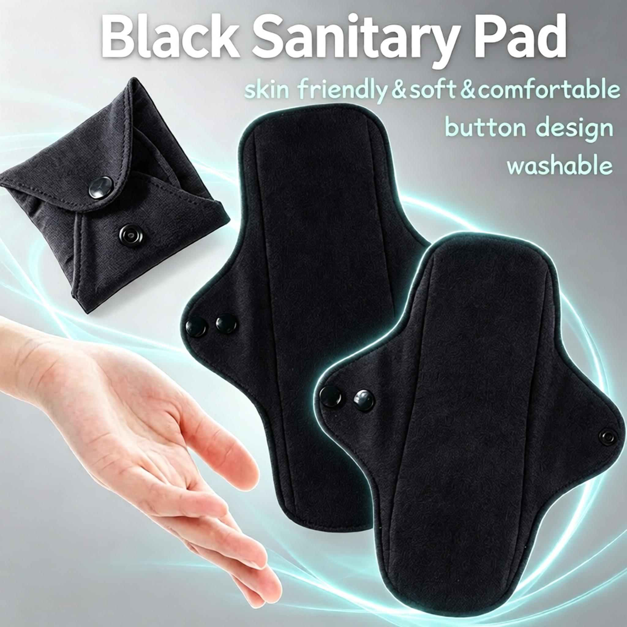 Cloth Pad Reusable - 5Pcs Set Reusable Washable Black Pure